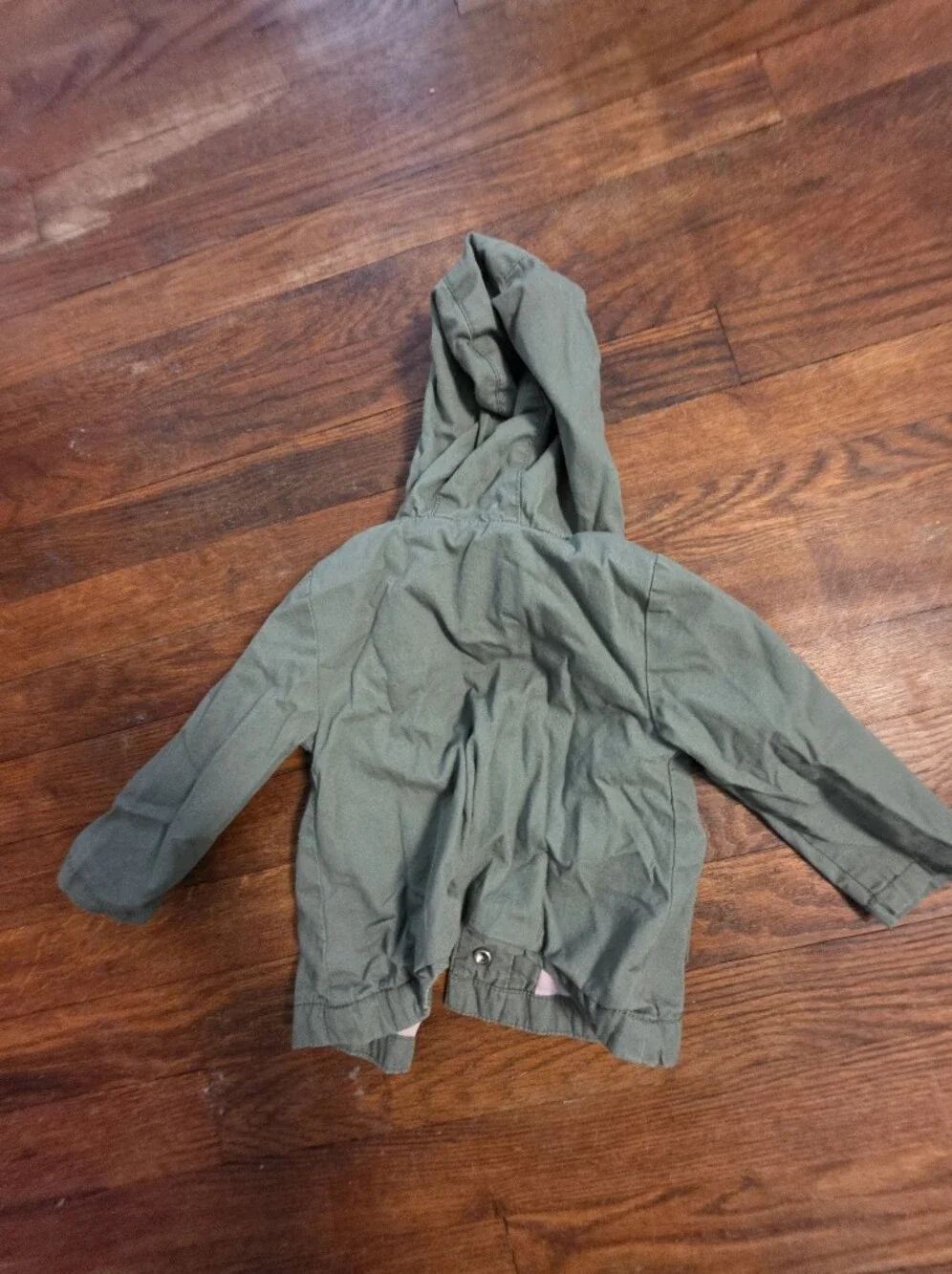 Old Navy Olive Green Hooded Kids Jacket with Pink Lining